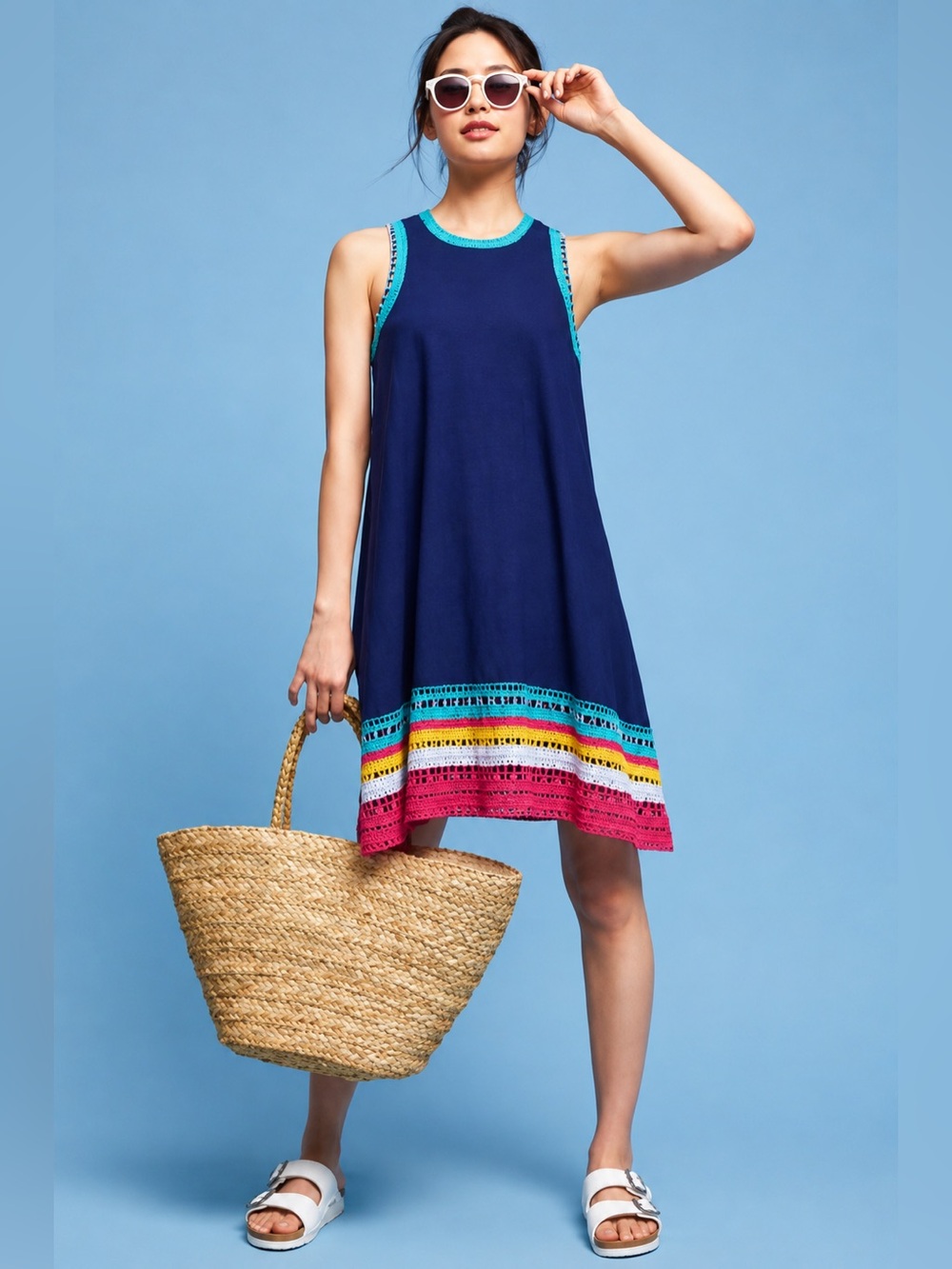 🌈 Akemi + Kin Anthropologie Crochet Trim Shift Dress – Size M 🌈